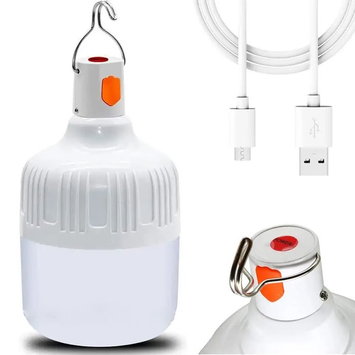 Лампа светодиодная 60 Вт, с зарядкой USB, белая