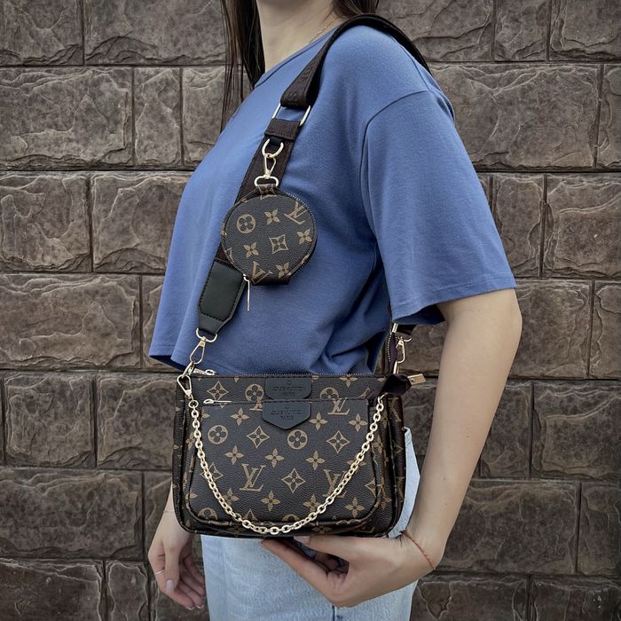 Брендова жіноча сумка трансформер Louis Vuitton 3 в 1 Multi Pochette кросбоді через плече