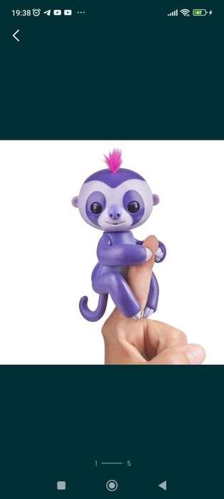 Інтерактивний лінивець WowWee Fingerlings Baby Sloth - Marge - Purple