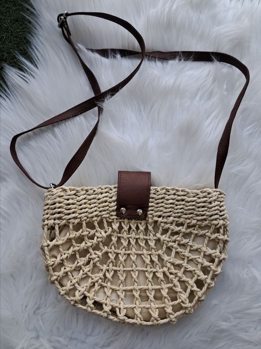 Torebka koszyk lato wiklina regulowany pasek crossbody
