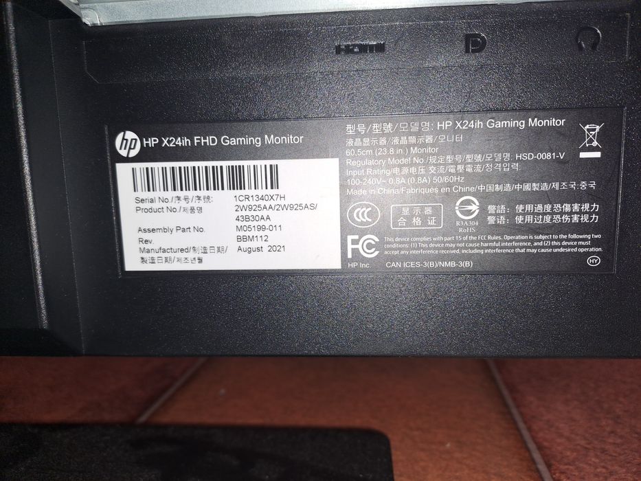 Монитор HP диагональ 24" 144 герца.