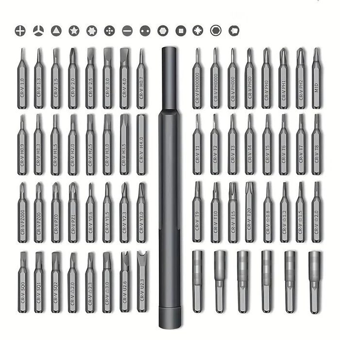 Kit de chaves 65 in 1, Aço inoxidável e magnético