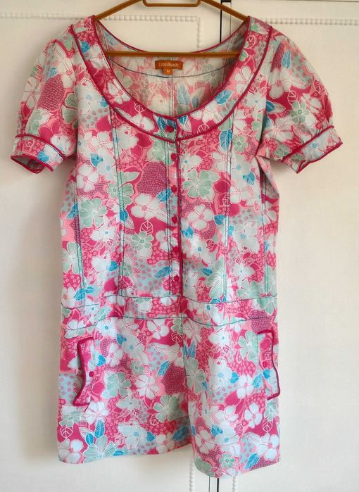 Piękna letnia tunika M 38 L 40 kwiaty wzór floral pastelowa sukienka