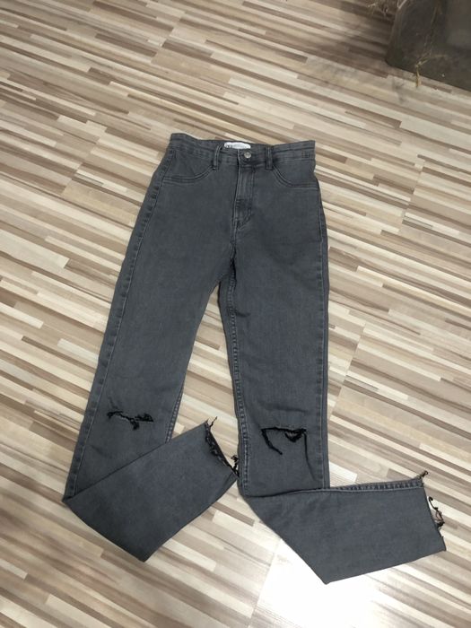 Szare jeansy obcisłe skinny XS