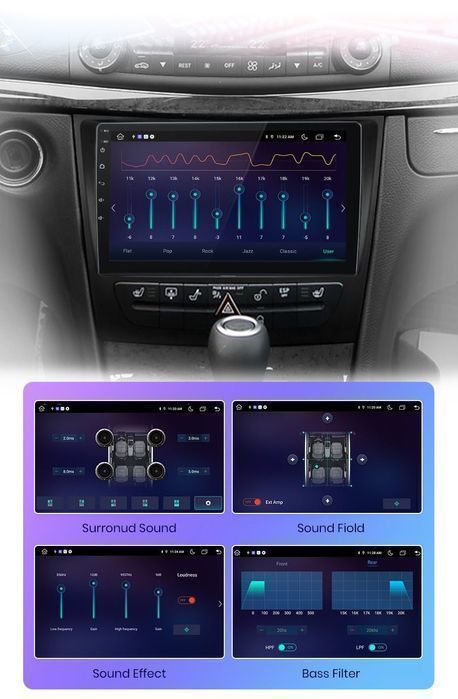 Mercedes E W211 2002–2010 – Radio Android 15 9" CarPlay Android Auto 2GB/32GB GPS Nawigacja Stacja Multimedialna WiFi Bluetooth PL