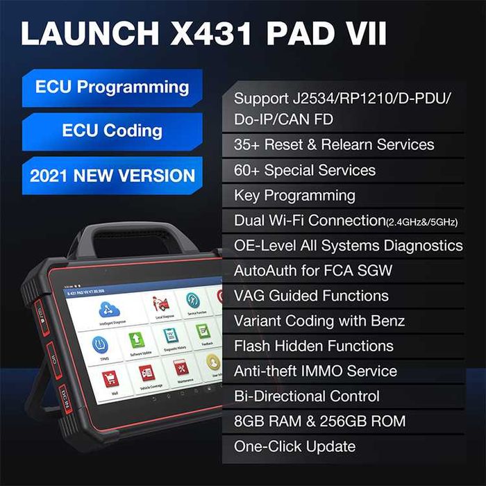 Launch X431 PAD VII Maquina Diagnóstico OBD+Osciloscópio Launch (NOVO)