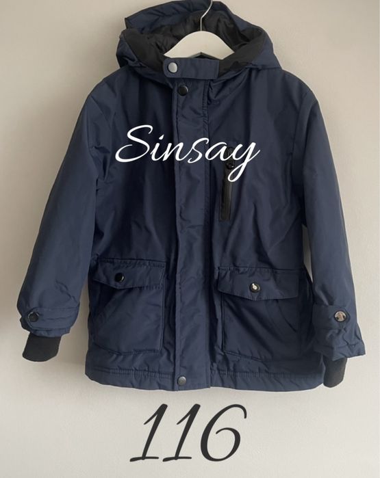 Sinsay 116 zimowa kurtka parka granatowa