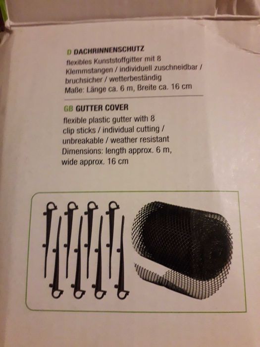Siatka zabezpieczająca rynnę przede zapchaniem liśćmi