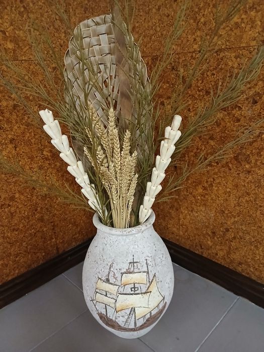 Jarrão Pintado á Mão+Oferta Arranjo Artificial
