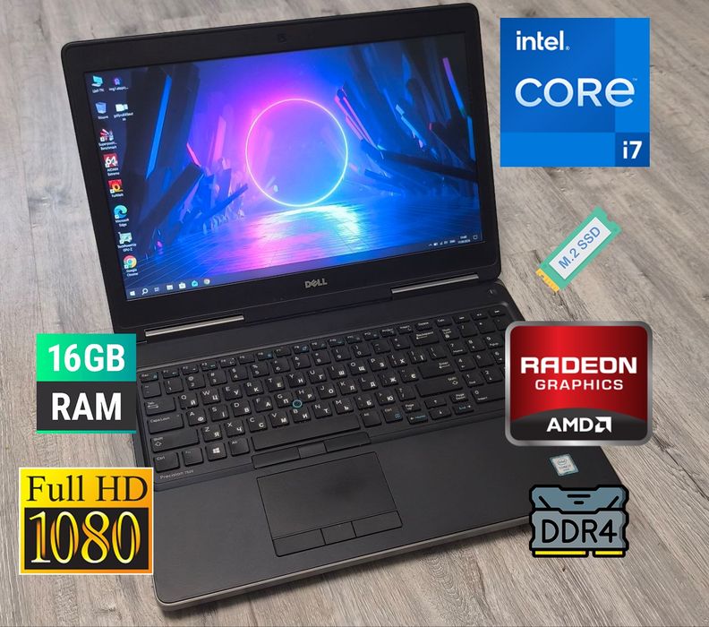 Мощний ноутбук Core i7/GDDR5 AMD/16/256GB SSD NVMe/FullHD/Type-C/ноутбук для навчання роботи ігр/купити бу ноутбук