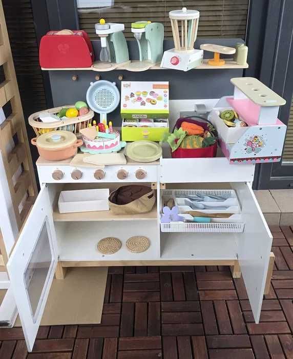 SUPER OKAZJA! Kuchnia drewniana MUSTERKIND + Ogromny zestaw akcesoriów