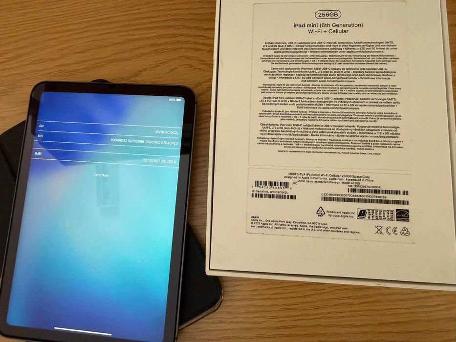 iPad Mini 6gen 256Gb Cellular IDEAŁ! Szkło, etui + Apple Pencil!
