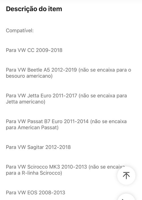 Capas tampas de espelho VW Scirocco beetle Jetta Passat EOS sagitar