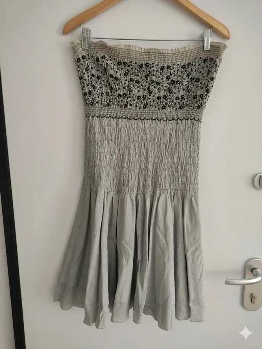 Vestido de Verão Cai-Cai Cinza e Preto – Estilo Boho (Tam. M)