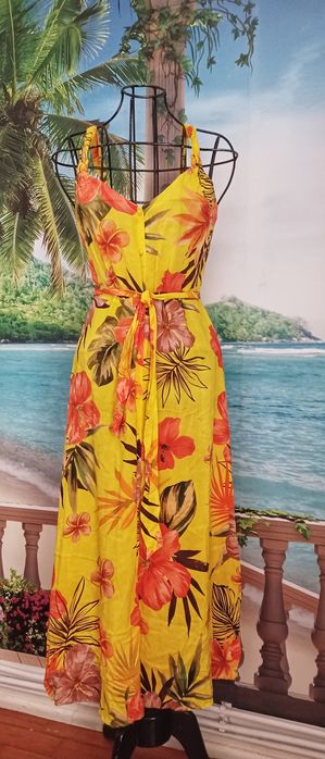 Vestido comprido amarelo florido Desigual (M)