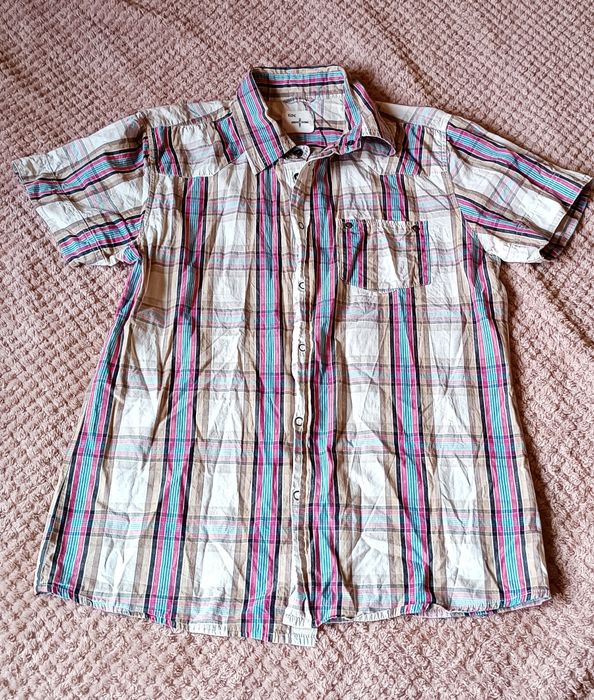 Koszula w kratę krótki rękaw tdk L