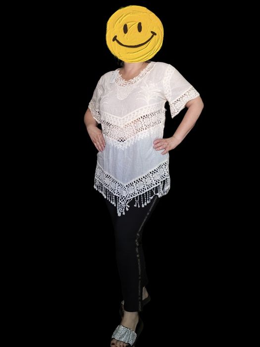 Nowa beżowa ażurowa bluzka roz. L-2XL