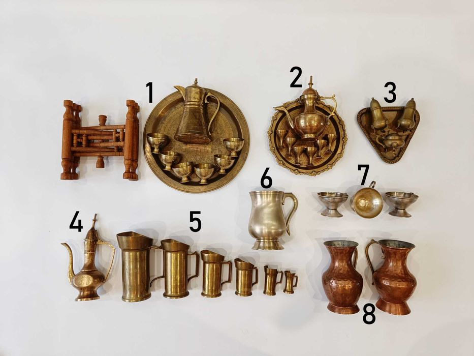 Большой набор медных и латунных винтажных предметов, антиквариат.