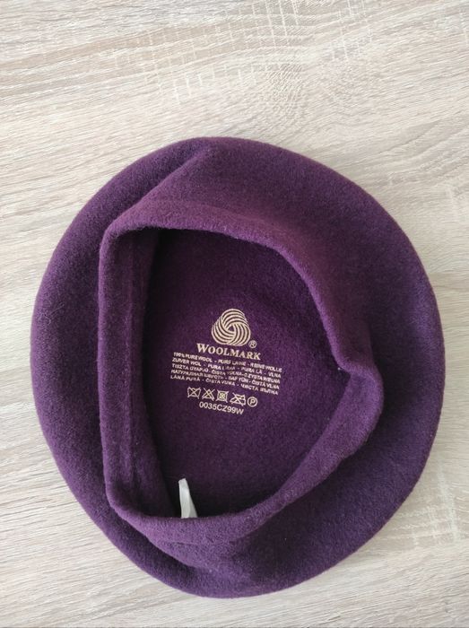 Beret fioletowy Wełna 100%