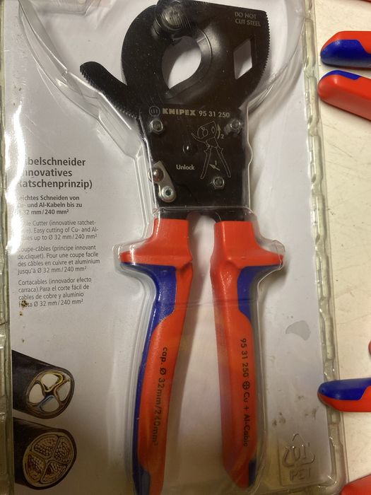 Nozyce zapadkowe  do kabli knipex  Miedz i aluminium oryginalne