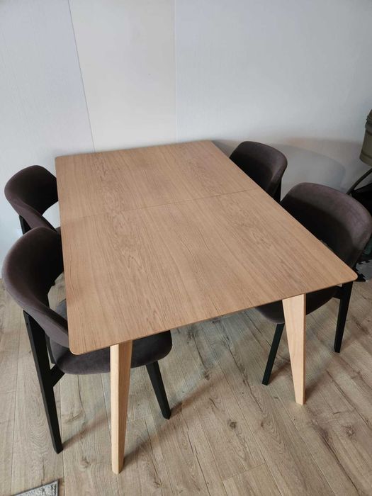 Stół rozkładany CARLOS 130x90 cm plus 2 wkładki po 40 cm, Dąb Bielony