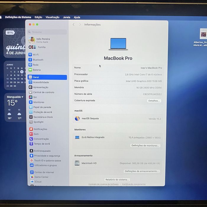 MacBookPro 15.1, garantia como novo.