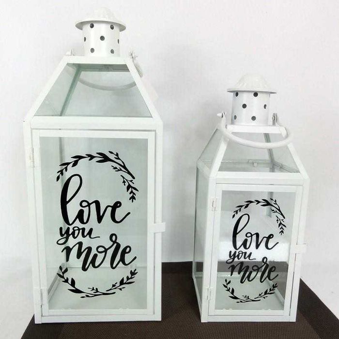 komplet 2 metalowych lampionów 46cm+38cm