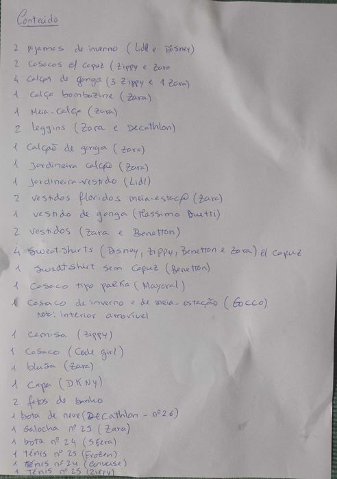 Roupa de menina 4/5 anos