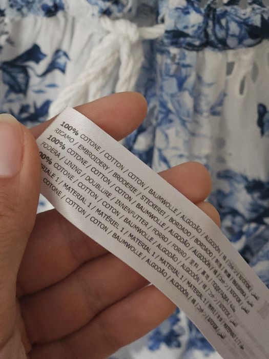 Biała niebieska sukienka My Twin boho kwiaty