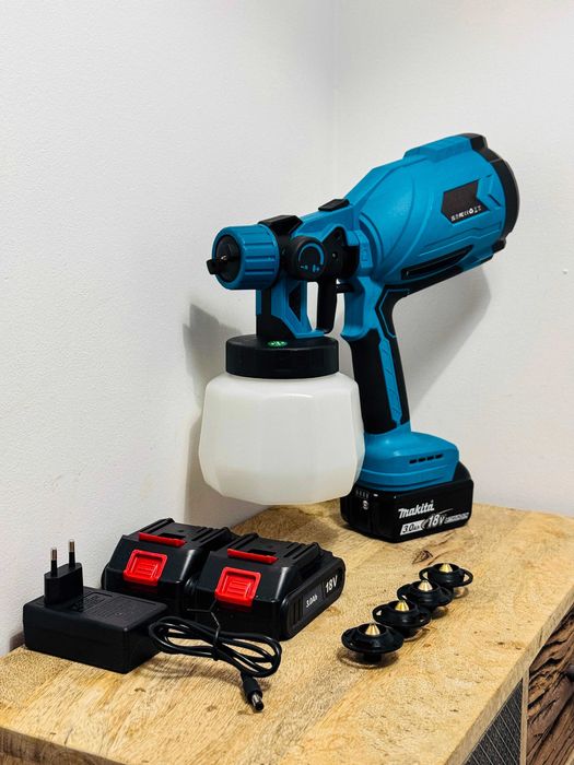 Bezprzewodowy Pistolet do Malowania Na Aku MAKITA DUŻY ZESTAW XXL