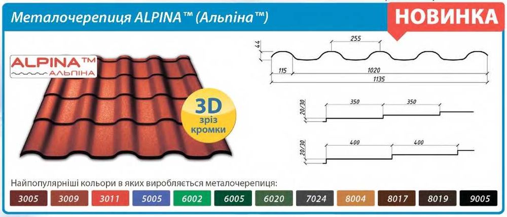 Металочерепиця, профнастил,  металопрофіль!