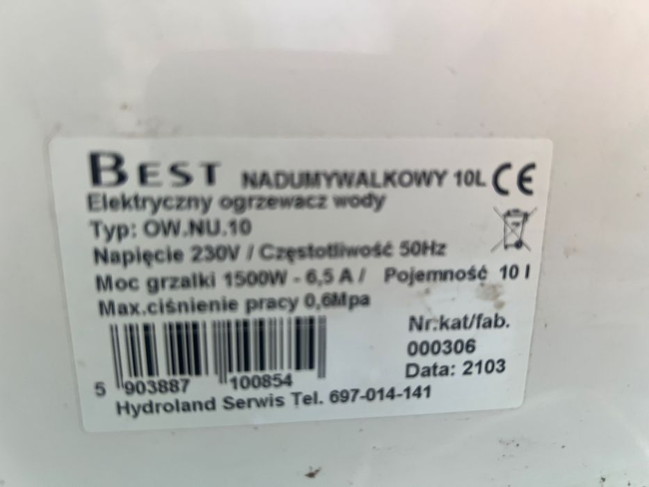 Best terma podgrzewacz wody 10 litrów