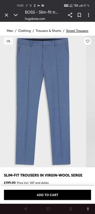 Джинсы брюки Hugo Boss wool trousers Germany w38 navy.