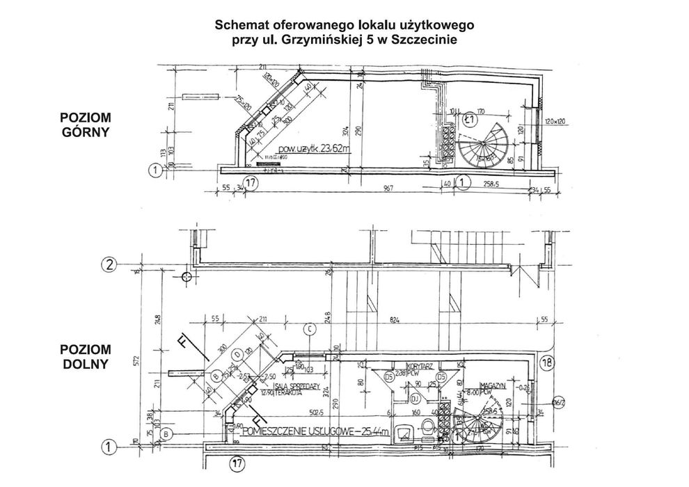 Dwupiętrowy lokal 49,06m2, ul. Grzymińska