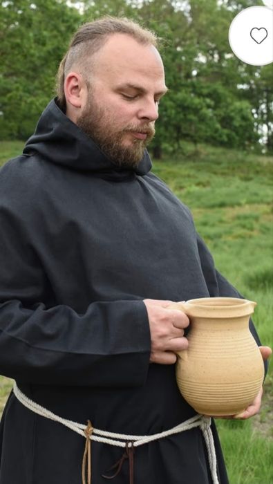 Szata mnicha z kapturem strój LARP z sznurkiem – Brąz L/XL