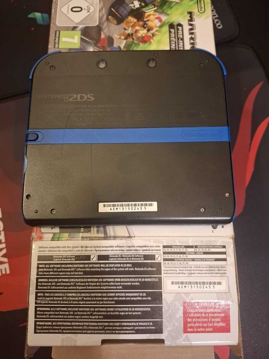 nintendo 2ds mariokart 7 com caixa, encartes e jogo de origem