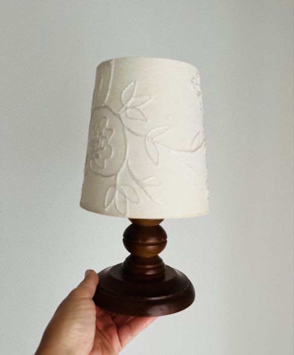 Candeeiro madeira com tecido