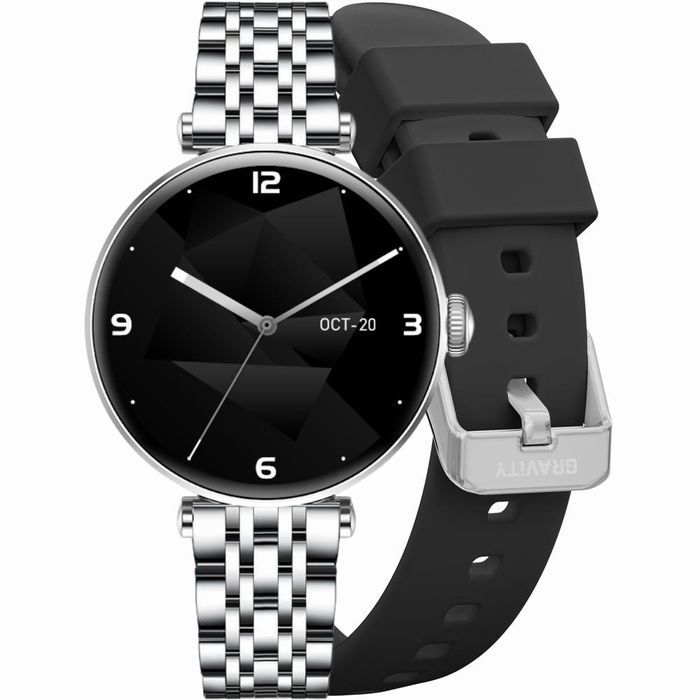 Smartwatch Gravity Srebrno Czarny 2 Paski GT26-9 Prezent