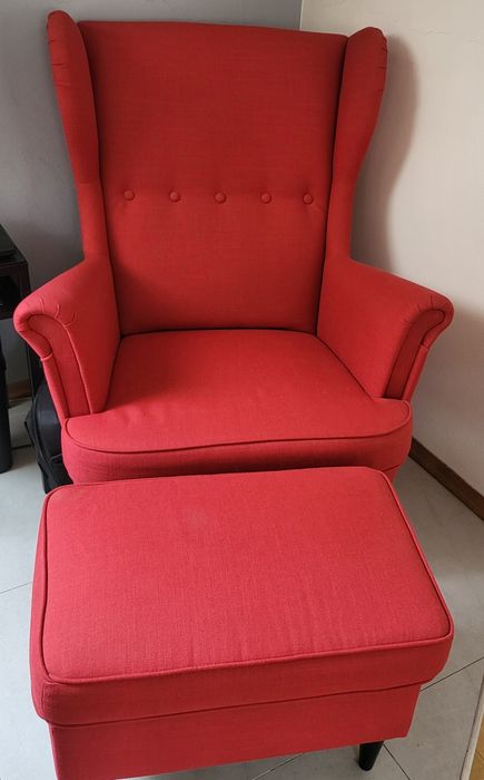 Fotel uszak z podnóżkiem