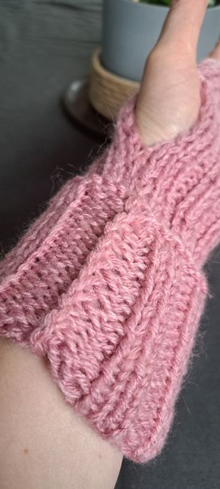 Różowe mitenki/ rękawiczki Handmade.