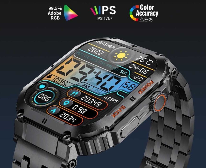 ESFOE BW1847 Smartwatch męski wojskowy 400 mAh NOWY mocny odporny