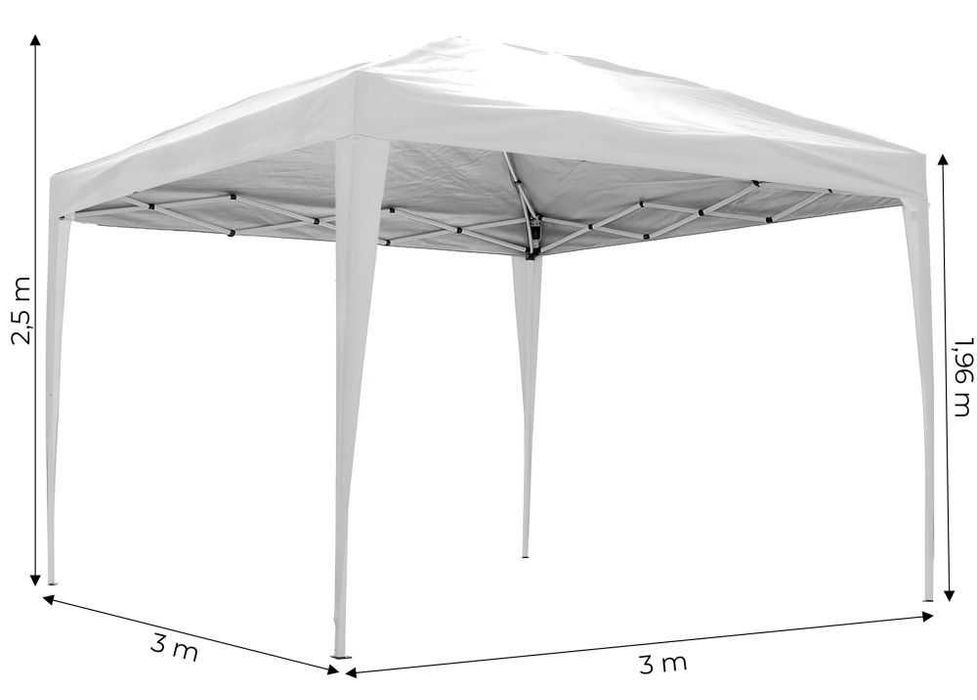 PAWILON Handlowy Ogrodowy lekki 3x3m Biały - AUTOMATYCZNY