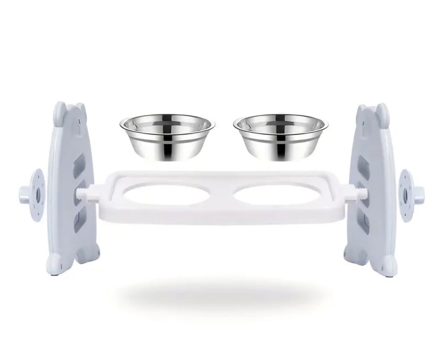 Suporte duplo com altura ajustavel para comida e agua - cao / gato