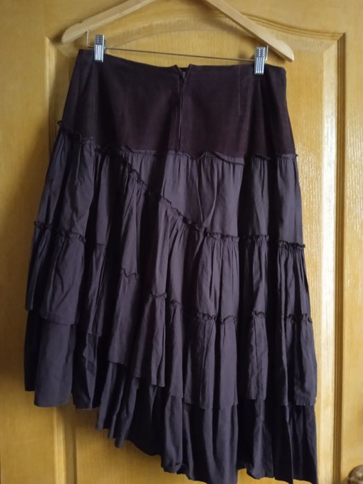 Юбка х\б коричневая с оборками