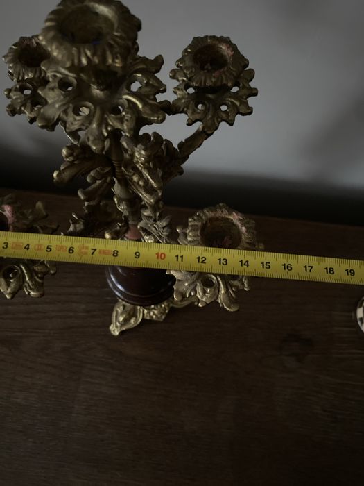 Piękny stary świecznik pięcioramienny