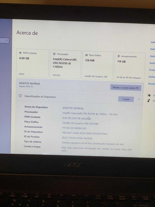 Acer Aspire SSD Ágil - Perfeito para Casa/Estudo (Só Tomada)64284592452481123