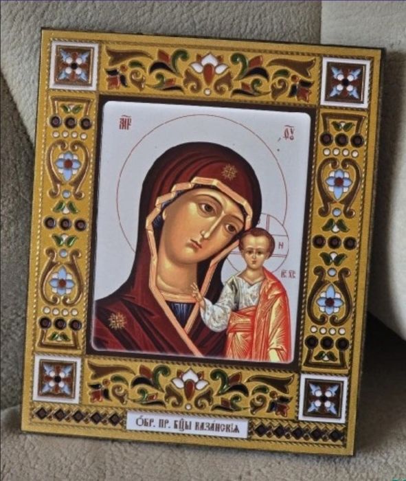 Matka Boska z Dzieciątkiem Jezus KAZAŃSKA Ikona na desce.