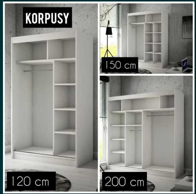 Szafa przesuwna ERGO 150 x 215 x 61półki Biała TANIO