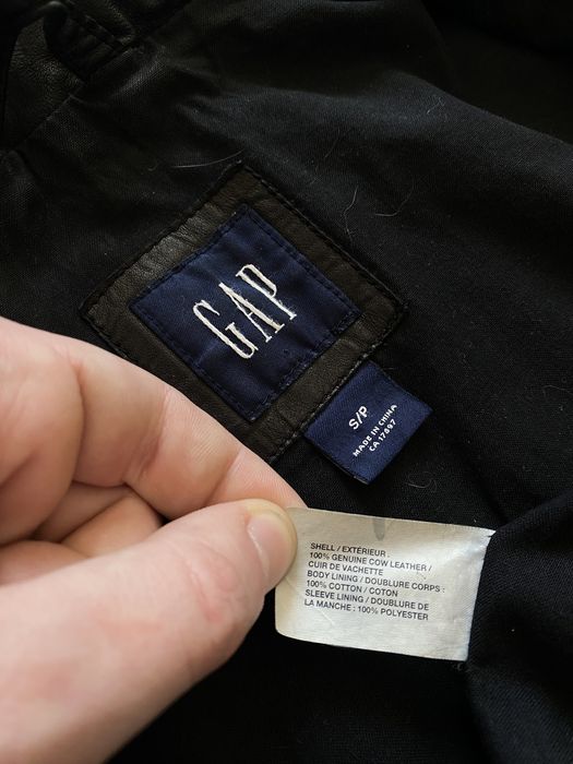 Винтажная кожаная куртка Gap чёрная мужская оригинал