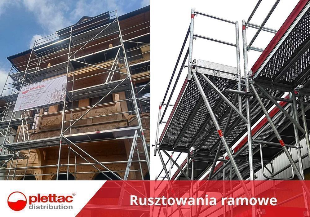 Rusztowanie elewacyjne PRODUCENT– pow.rob.60m2, wys. rob. 6m Plettac
